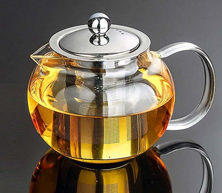 Double Walled Borosilicate Glass Filtering Tea Mug with mesh infuser