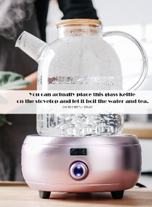 Big Transparent Borosilicate Glass Teapot Heat-Resistant Kettle 1L/1.5L