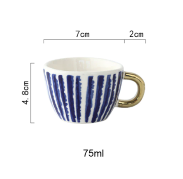 Nordic Creative Geometric Ceramic Mugs With Gold Handle