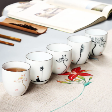 Traditional Hand Painted Ceramic Tea Cup Porcelain Drinkware 150ml 6 Pcs