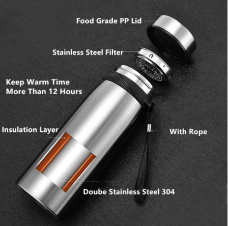 Portable 300ML Stainless Steel Thermos Tea Vacuum Flask with Filter –  TheWokeNest