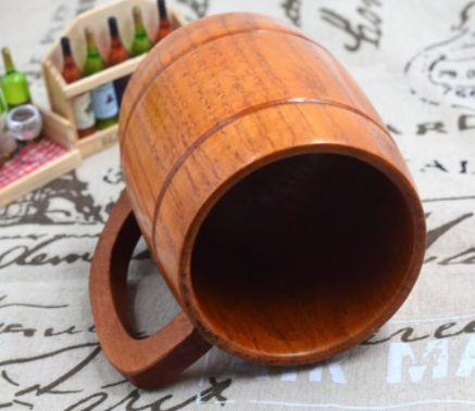 Wooden Beer Mug, Classical Solid Wood Drinking Cup, Handmade , for Coffee,  Drinks, Juice, Beverage 280ml 