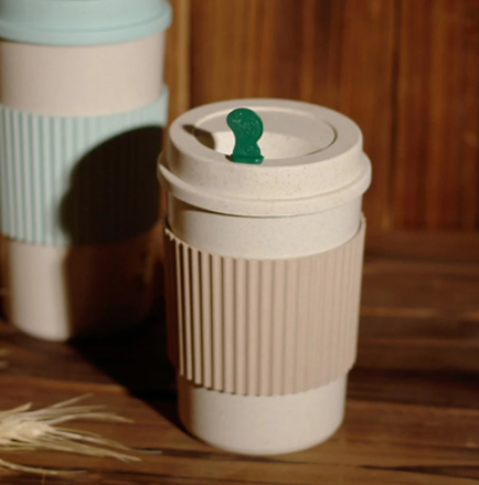 Leakproof Eco-friendly Wheat Fiber Coffee Cup Re-usable Travel Mug