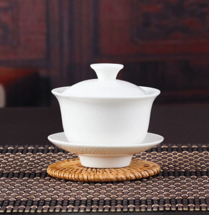 Chinese Tea Set Kung Fu White Ceramic Gaiwan