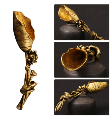 Brass Lotus Copper Tea Spoons Tea Scoop Kitchen Tool Accessory