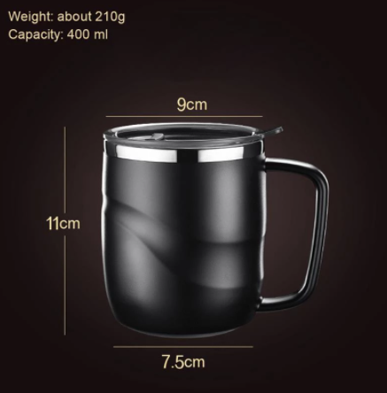 Black Stainless Steel Insulated Coffee Mug With Sliding Lid – TheWokeNest