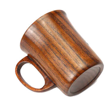 280ml Handmade Wooden Coffee Mug Tea Cup With Handle Wood Retro