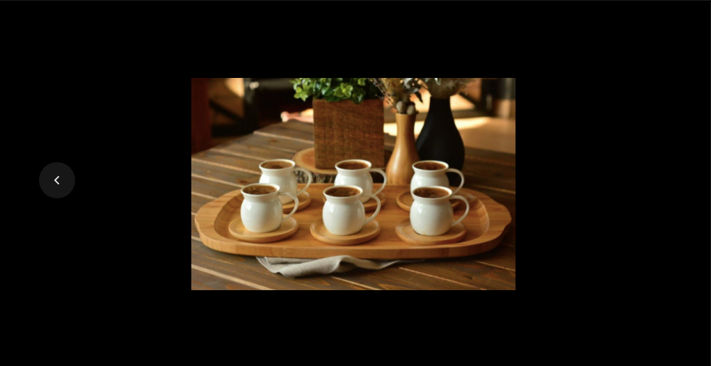 6 Person Tea Coffee Cup Set with Bamboo Coaster Saucers