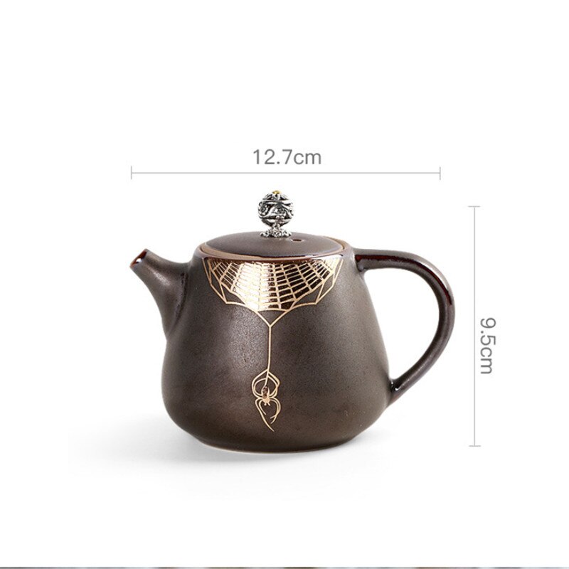 250ML Classical Ceramics Small Teapot Chinese Style Matte Black Depicting  Gold Make Tea Pot Home Tea Set