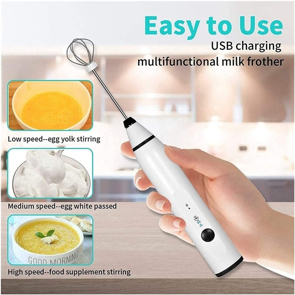 Mini Milk Frother Handheld Portable Rechargeable Coffee Whisk Foamer for Cappuccino Hot Chocolate Frappe Egg Whisk