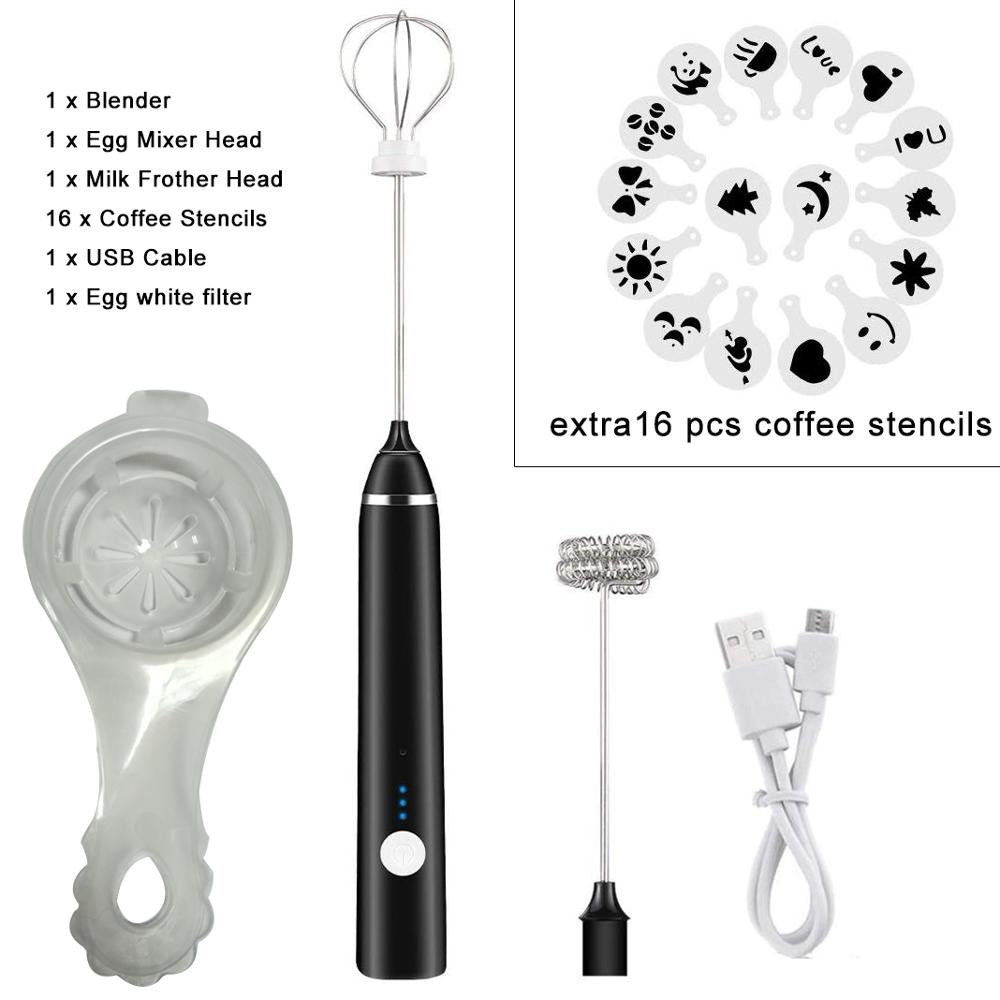 Handheld Electric Milk Frother Egg Mixer USB Rechargeable Coffee