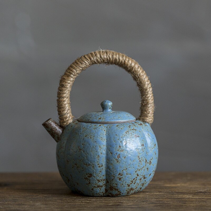 Japanese Retro Loop-Handled Teapot Ceramic Stoneware Tea Kettle