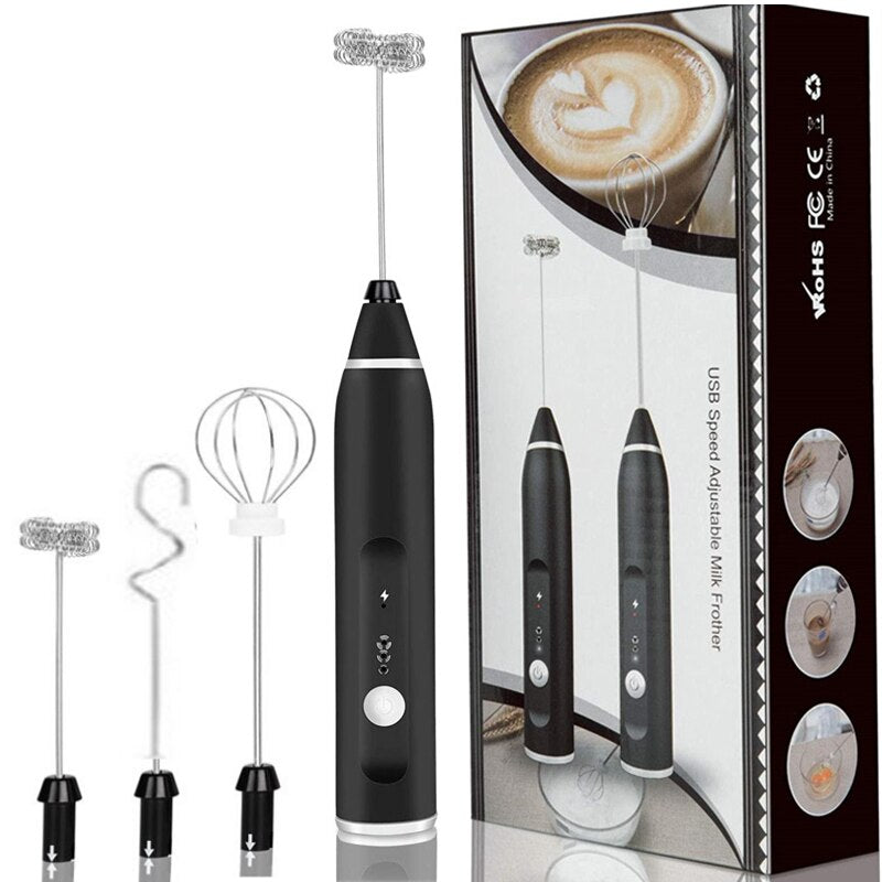 Rechargeable Milk Frother Battery Operated,2-Speed Portable Travel
