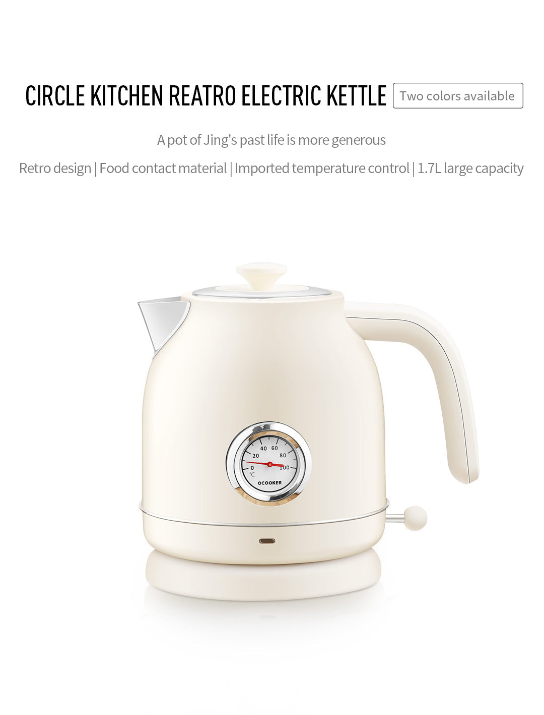 Retro Electric Kettle Import Temperature Control 1.7L Capacity – TheWokeNest