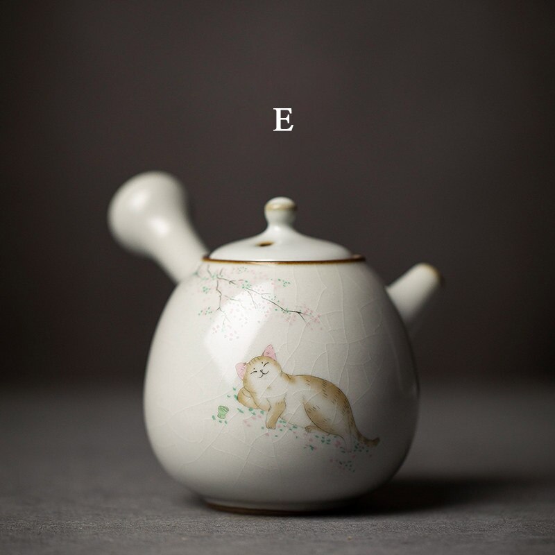 Ceramic Kyusu Teapot Cute Cat Tea Kung Fu 250ml