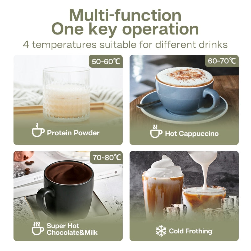  Milk Frother, Full Automatic Warm Cold Foam Maker