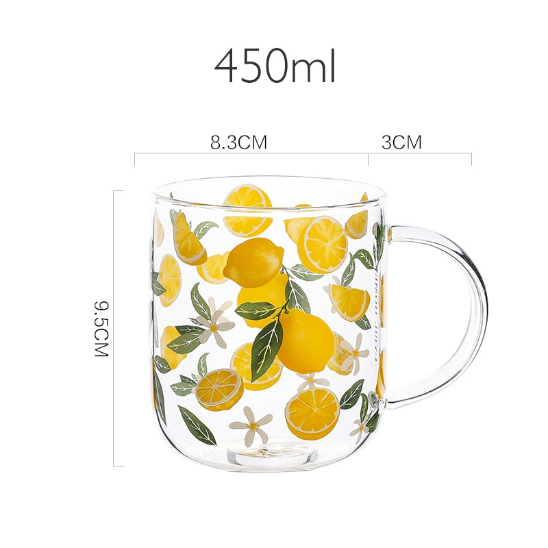 JINYOUJIA-Heat-Resistant Glass Mug with Handle, Breakfast Milk Cup, Cute  Office Home Coffee Mugs, Mushroom, Pumpkin Pattern