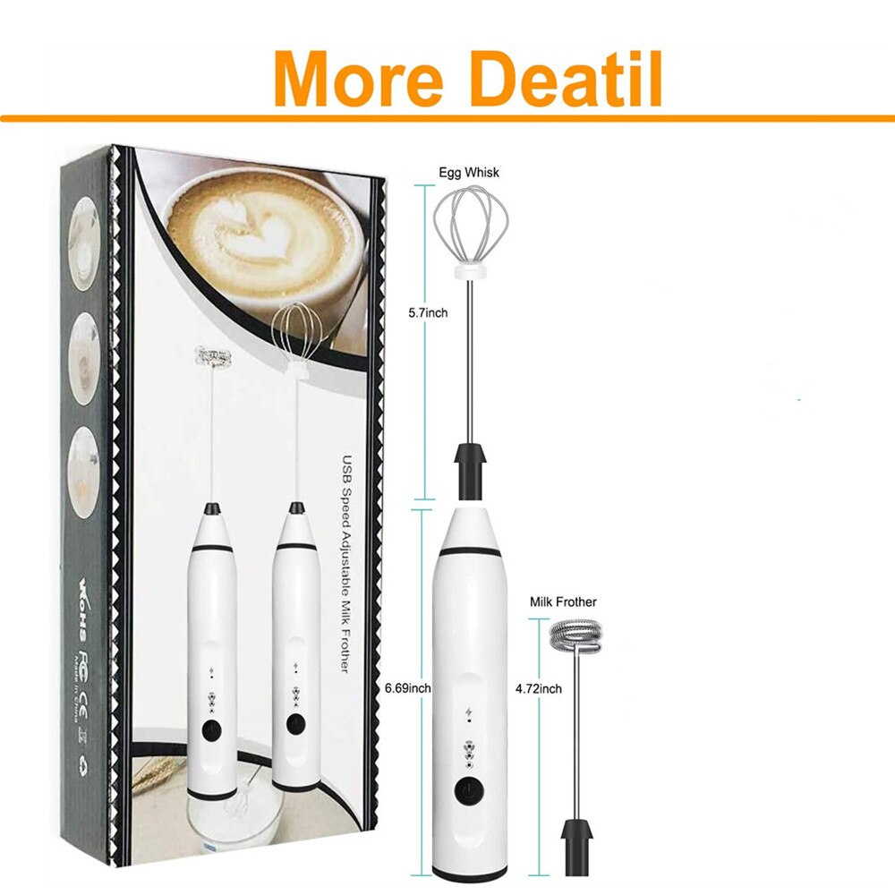 Mini Milk Frother Handheld Portable Rechargeable Coffee Whisk Foamer for Cappuccino Hot Chocolate Frappe Egg Whisk