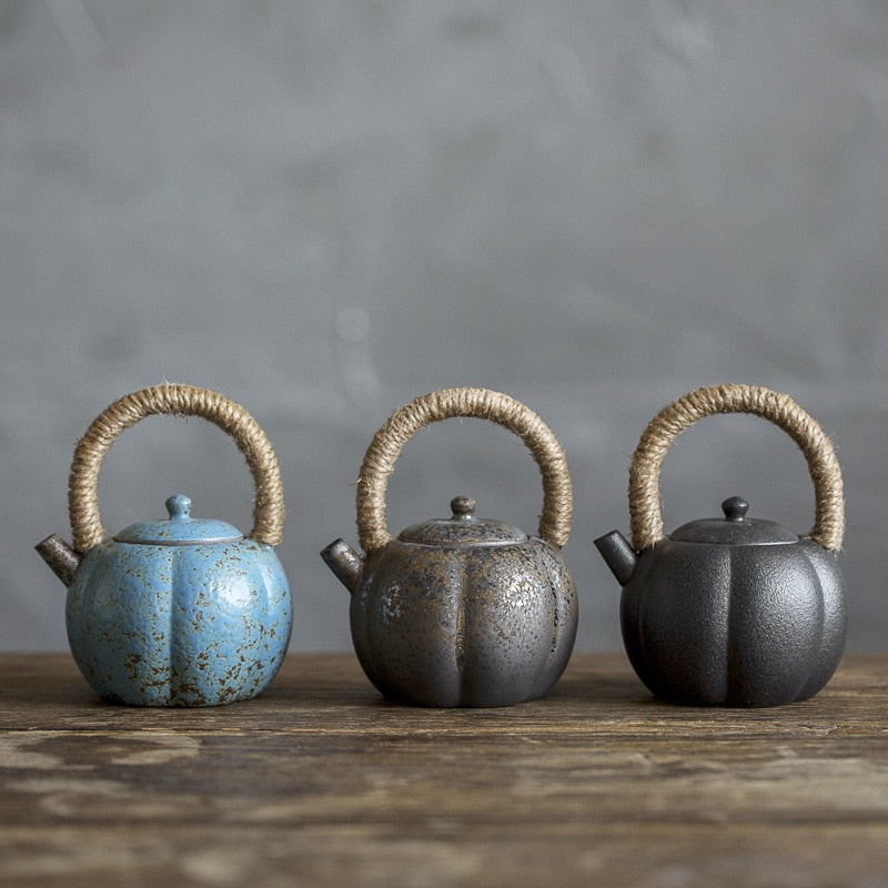 Japanese Retro Loop-Handled Teapot Ceramic Stoneware Tea Kettle