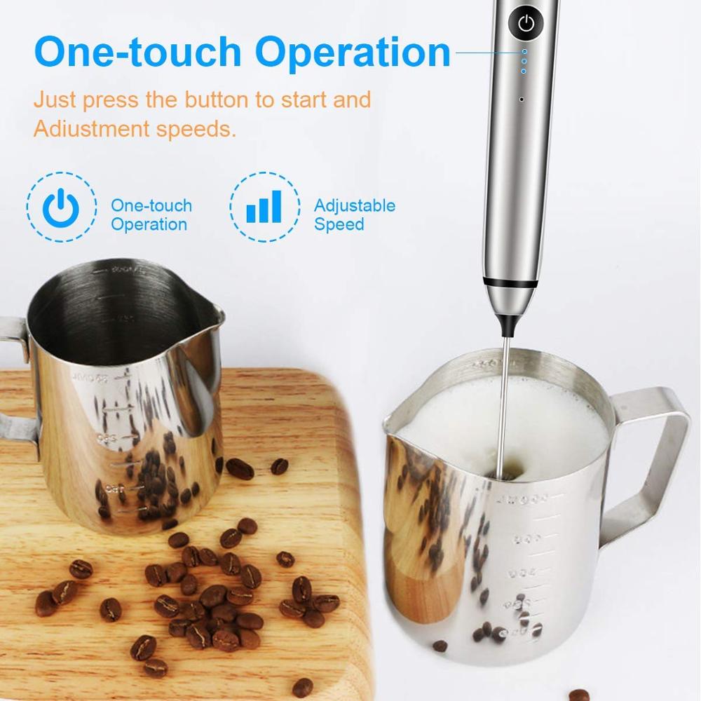 Electric Foam Maker Milk Frother Coffee Mixer USB Rechargeable Coffee  Frother With 3 Stainless Whisks - Buy Electric Foam Maker Milk Frother  Coffee Mixer USB Rechargeable Coffee Frother With 3 Stainless Whisks