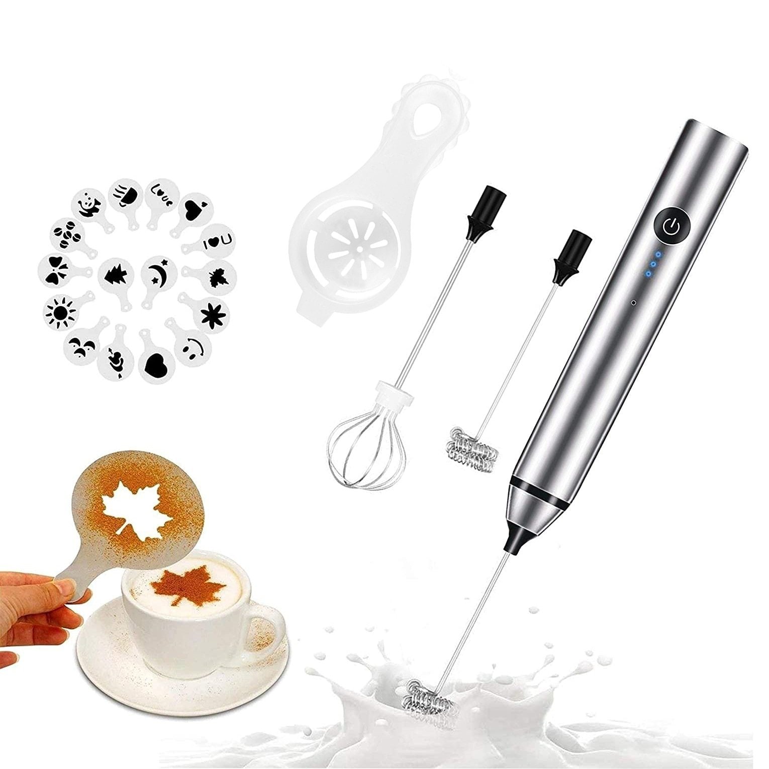 Mini Handheld Rechargeable Milk Frother + Electric Mixer Whisk + Usb Data  Cable
