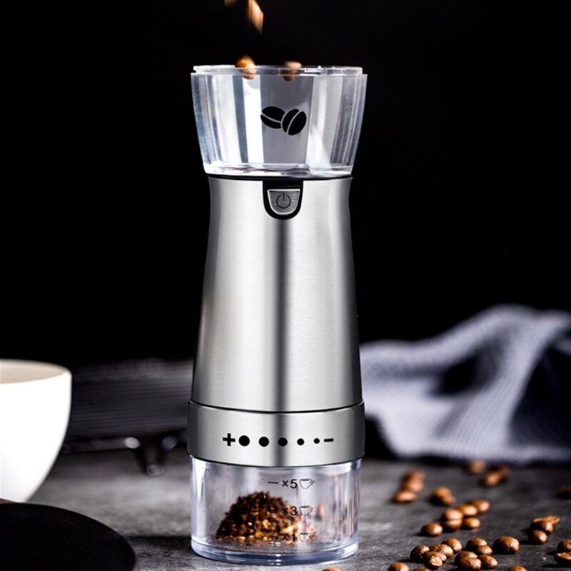 Electric USB Coffee Grinder Stainless Steel Adjustable Mill Grinding Machine