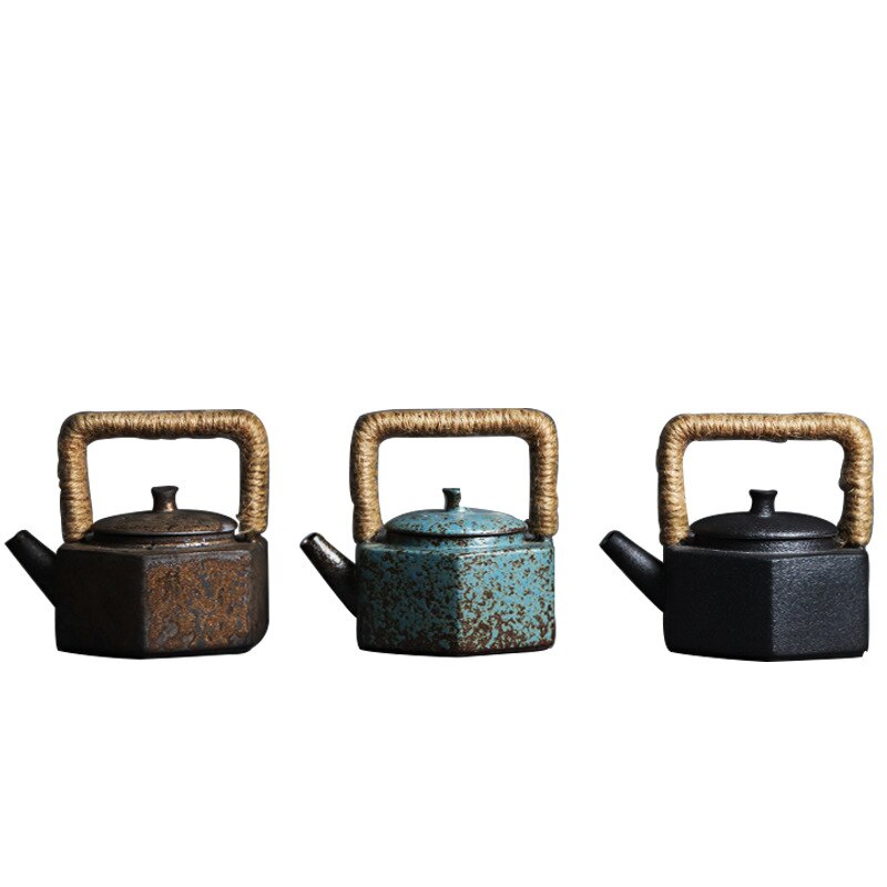 Retro Japanese Six-Sided Pot Retro Handmade Ceramic Teapot