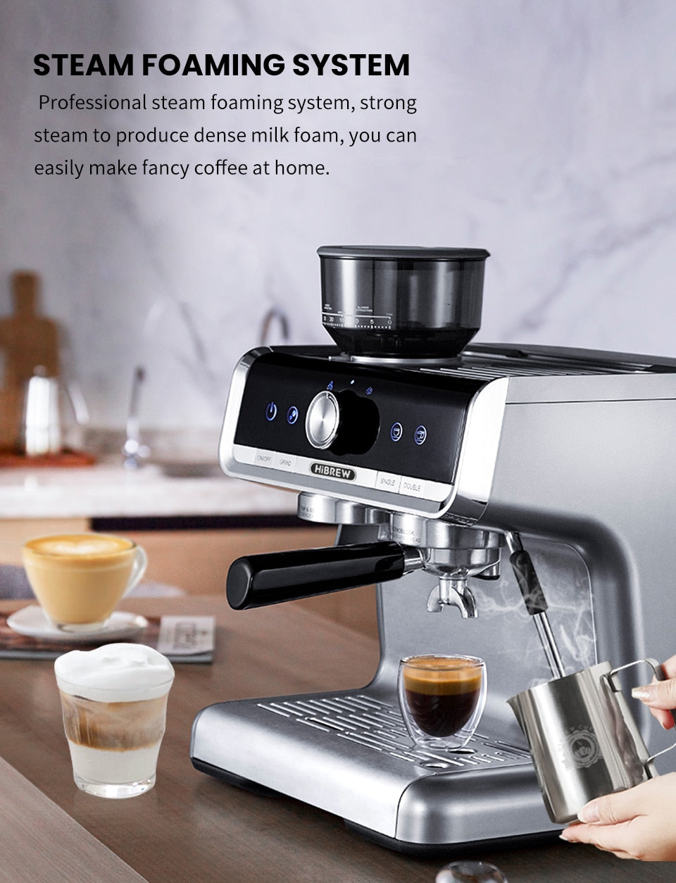 Commercial Espresso Machine with Integral Grinder
