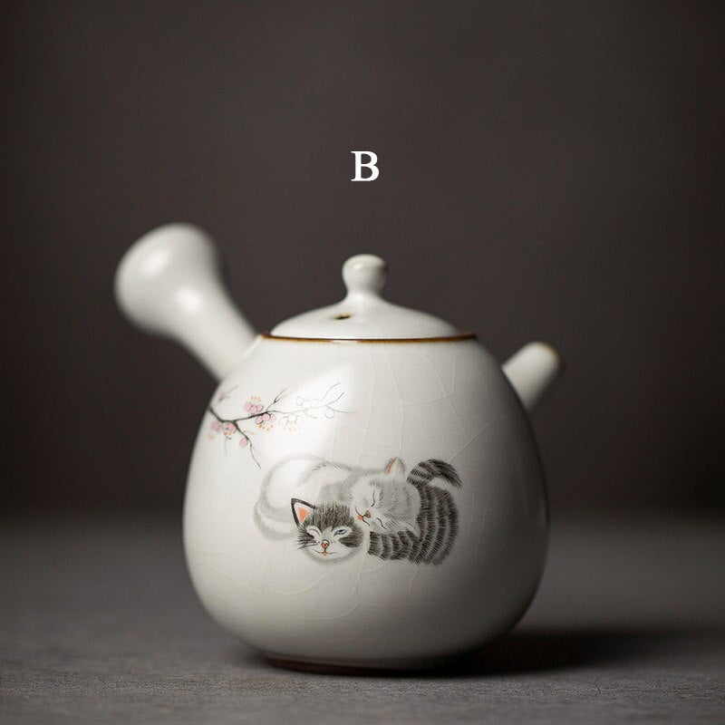 Ceramic Kyusu Teapot Cute Cat Tea Kung Fu 250ml