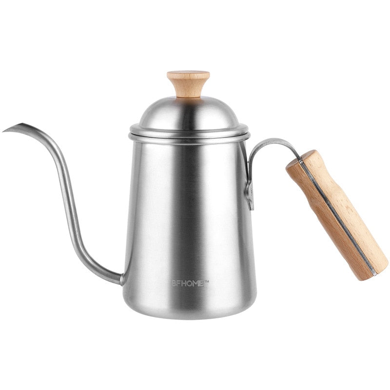 Brewing Pot Wooden Handle Stainless Steel Fine Mouth Brew Pot