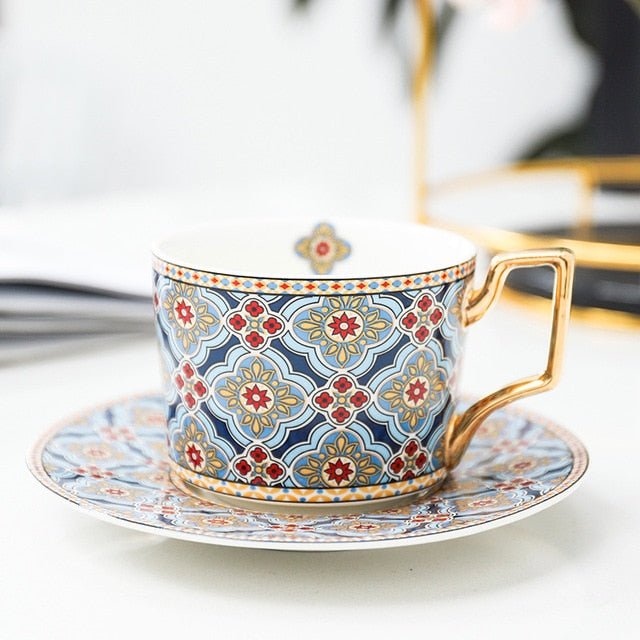 Moroccan Style Coffee Cup Plate Luxury European and American Cup