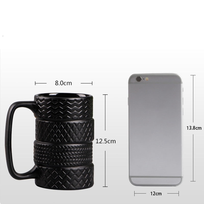 Funny Tire Mug Large Capacity Ceramic Coffee Tea Cup 400ML