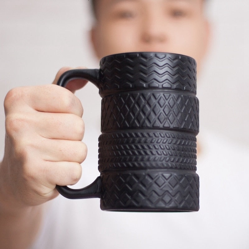 Funny Tire Mug Large Capacity Ceramic Coffee Tea Cup 400ML