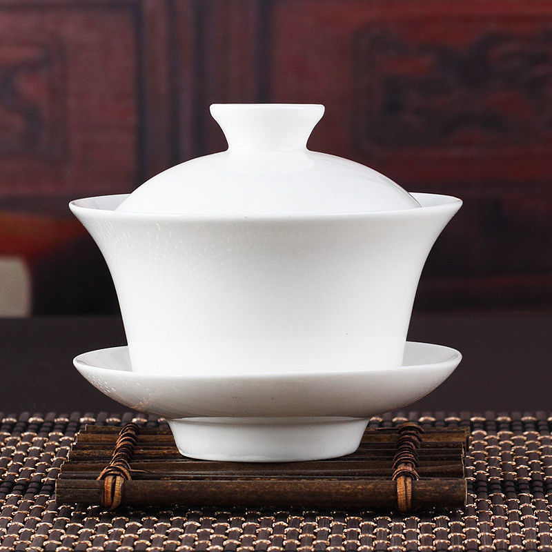 Chinese Tea Set Kung Fu White Ceramic Gaiwan