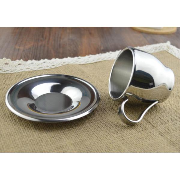 Stainless Steel Coffee Tea Mug Double Wall Unbreakable Heat Insulation Cup with Saucer and Spoon