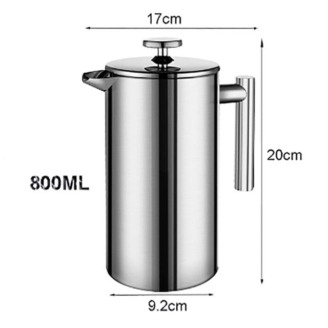 800ml French Pressed Coffee Maker Stainless Steel Outdoors