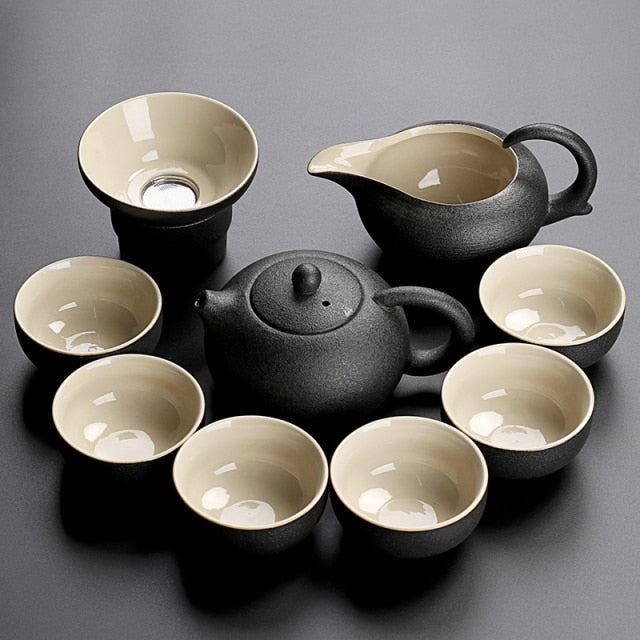 Black Crockery Ceramic teapot Teacup Chinese Kung-Fu Drinkware