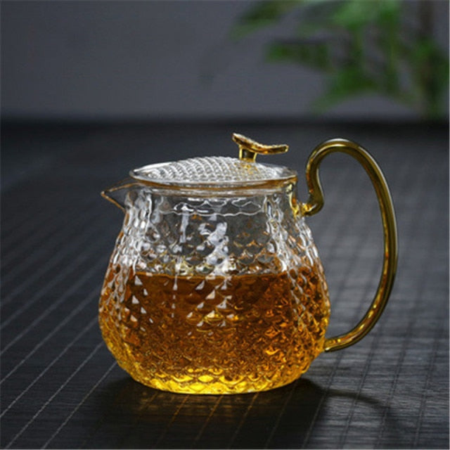 heat resistant borosilicate glass tea pot