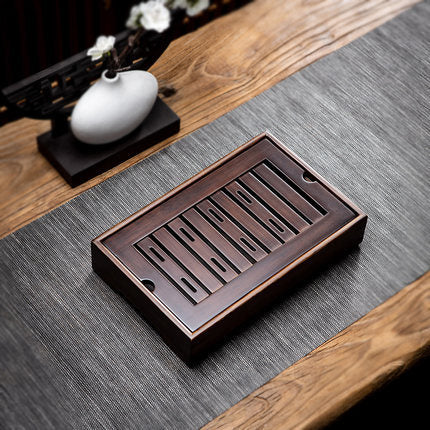 Chinese Rectangle Tea Tray-Drainage Bamboo Table Accessories