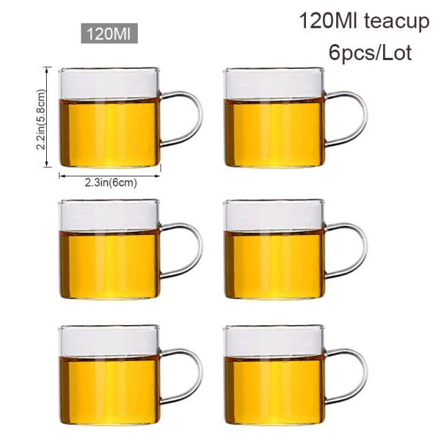 Clear Glass Teapot Teacup Set Heat Resistant Square Kettle