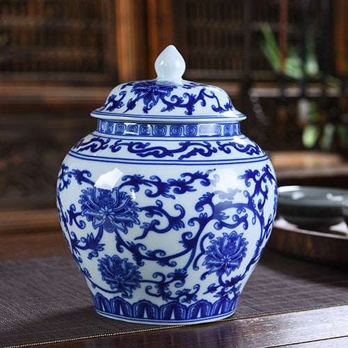 Simple Blue and White Porcelain General Jar Ceramic Storage