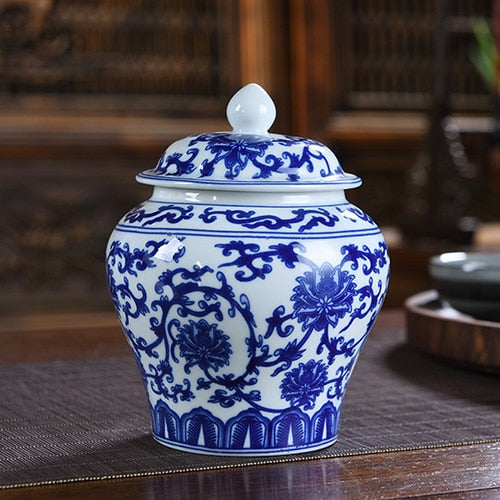 Simple Blue and White Porcelain General Jar Ceramic Storage