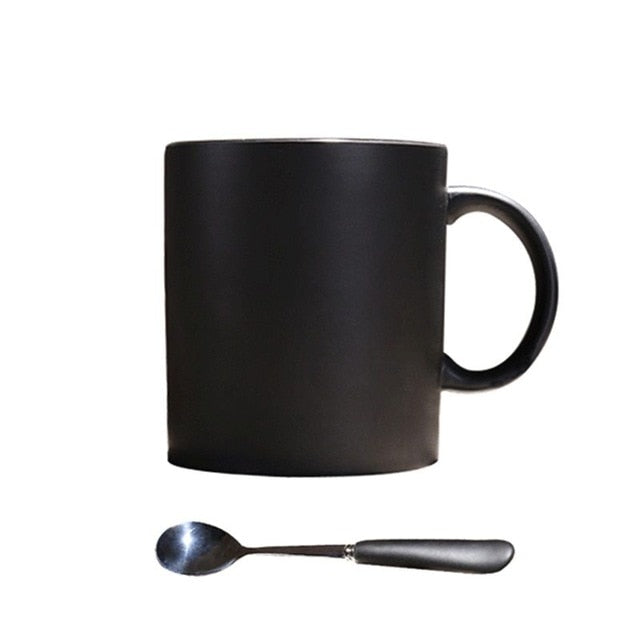 Ceramic Mugs with Spoon Lid Coffee Cup Mark Novelty Gifts 420ML