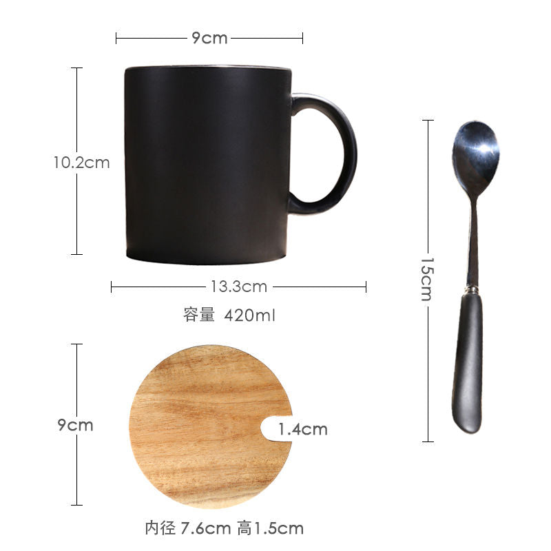 Ceramic Mugs with Spoon Lid Coffee Cup Mark Novelty Gifts 420ML
