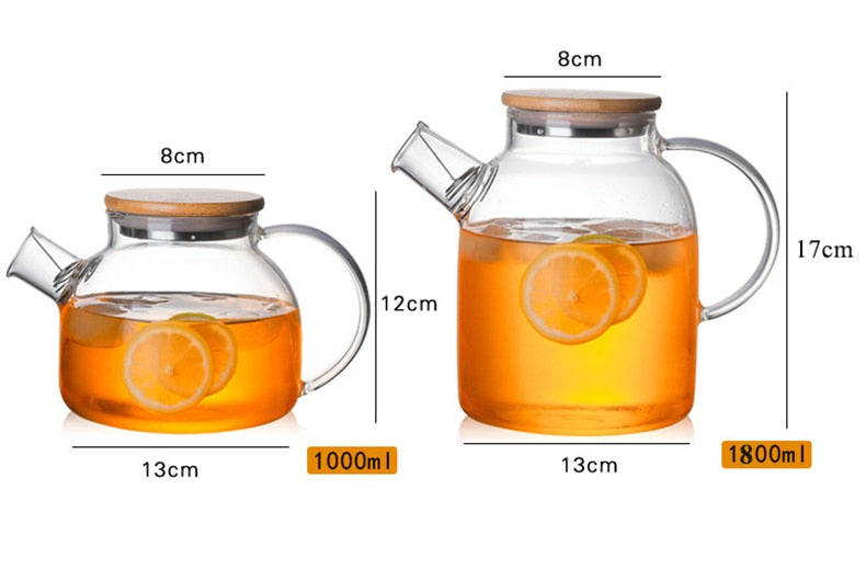 Glass Teapot with Bamboo Cover 1.0L 1.8L