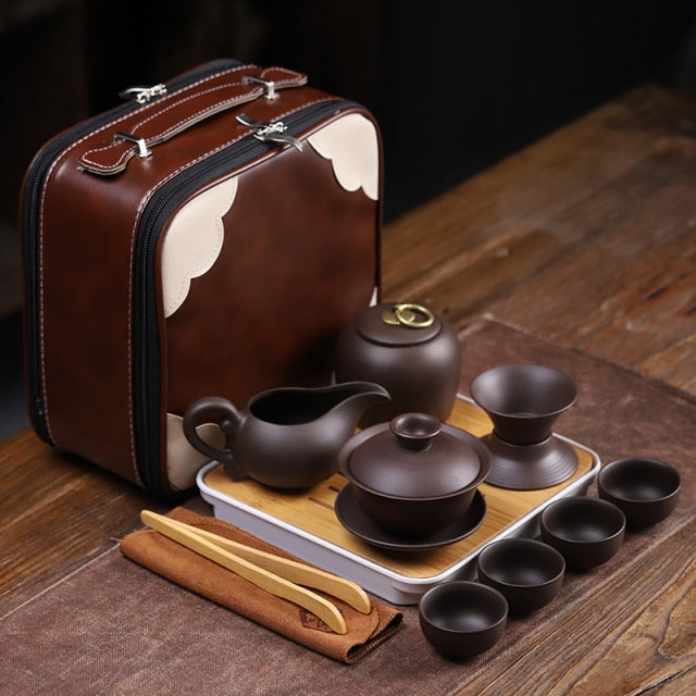 Portable Tea Set Purple Clay Travel Ceremony