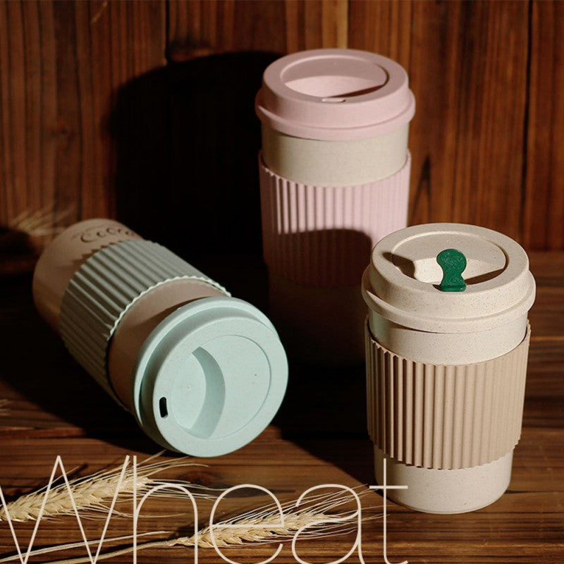 Leakproof Eco-friendly Wheat Fiber Coffee Cup Re-usable Travel Mug