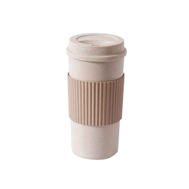 Leakproof Eco-friendly Wheat Fiber Coffee Cup Re-usable Travel Mug