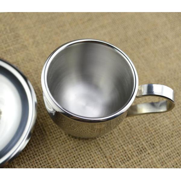 Stainless Steel Coffee Tea Mug Double Wall Unbreakable Heat Insulation Cup with Saucer and Spoon