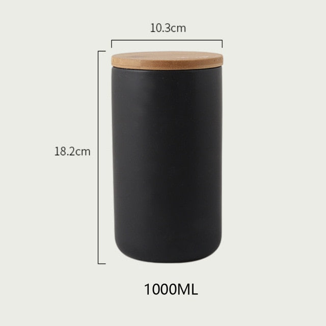 Black/ White Ceramic Storage Tank Sealed Jar 1000/800/260ML